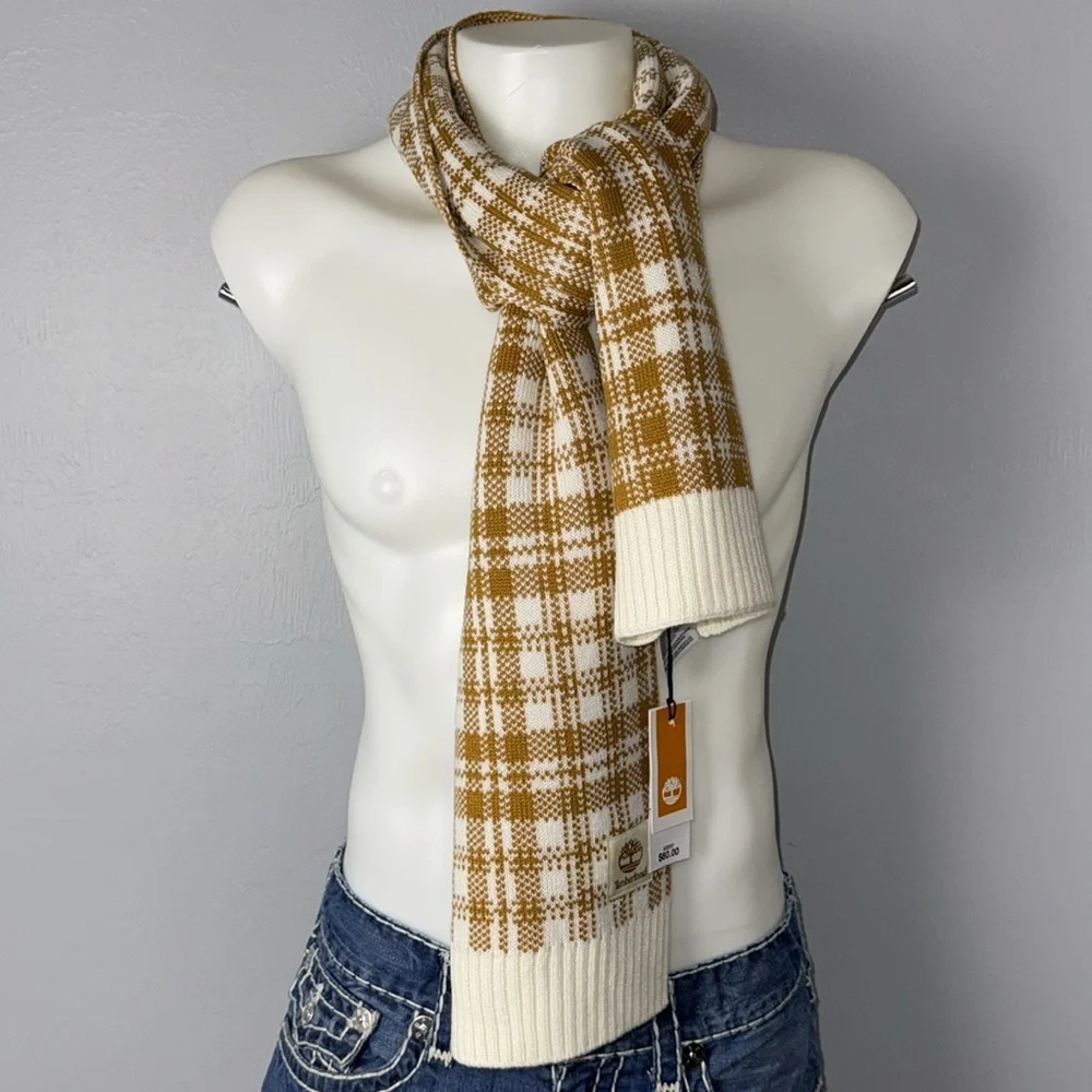 NWT Timberland Warm Winter Scarf‎ Cream and Golden Brown